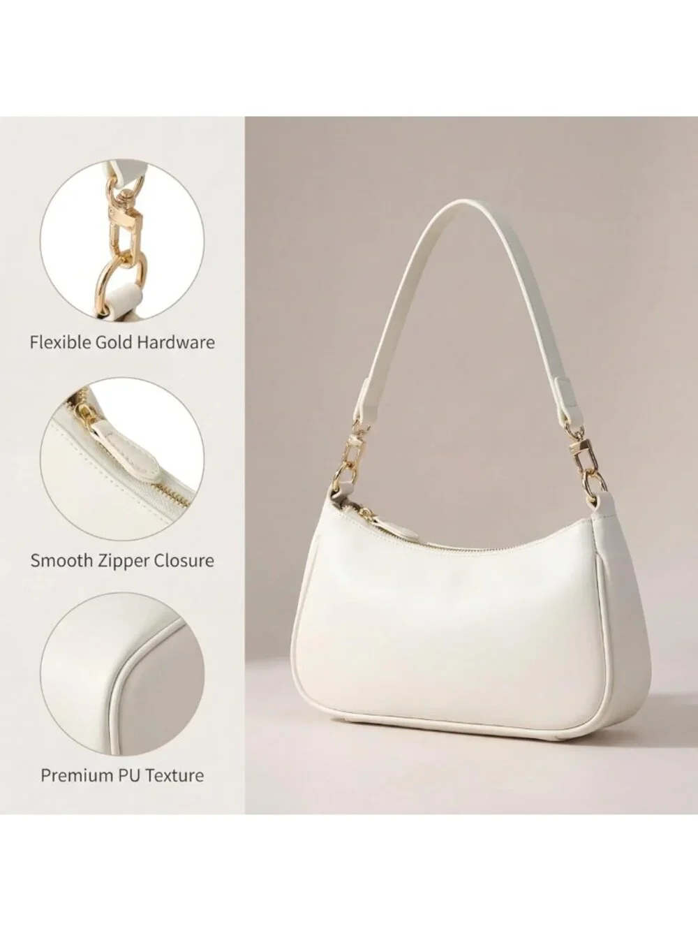 Stylish Clutch Tote Handbag with Removable Straps & Zipper Closure - Versatile